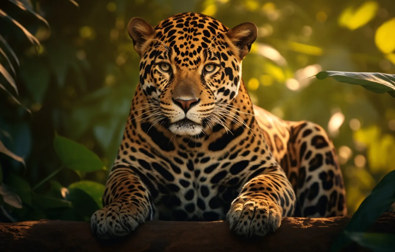 Photo wallpaper look, AI art, Jaguar, face, neural network
