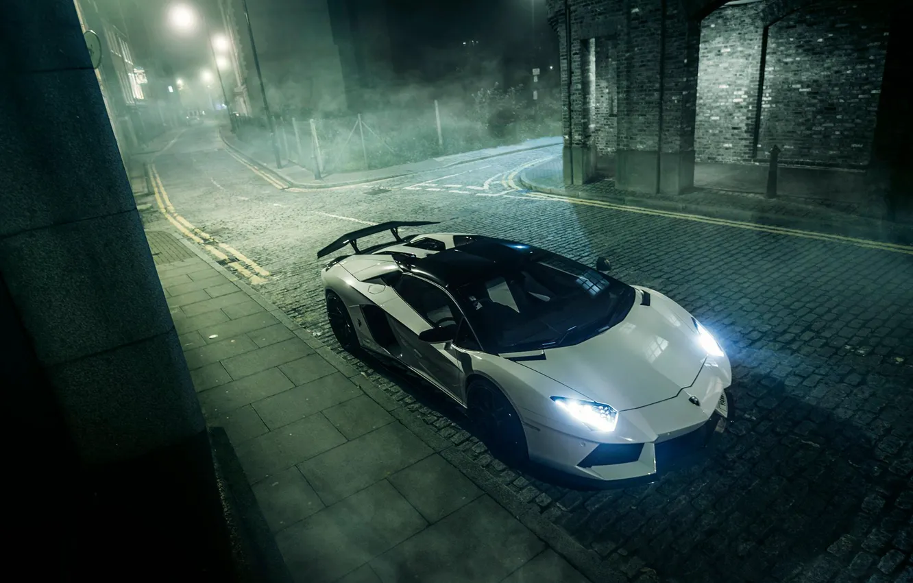 Photo wallpaper Lamborghini, night, Aventador, mist, GFWilliams Photographer