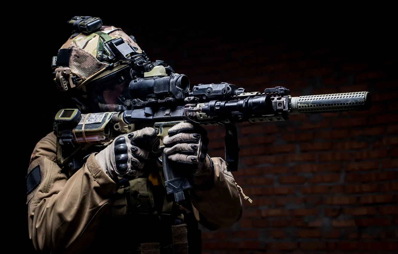 Photo wallpaper soldier, military, Elite, pearls, equipment