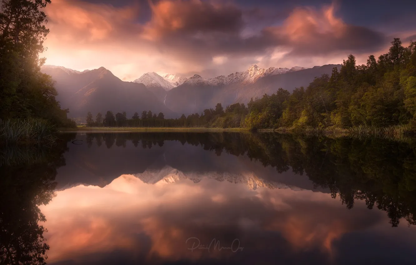 Photo wallpaper mountains, lake, New Zealand