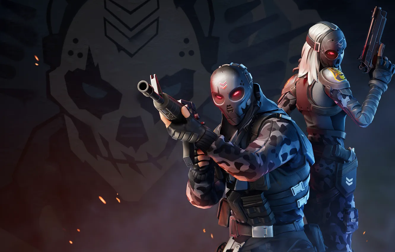 Photo wallpaper weapons, mask, soldiers, equipment, Fortnite