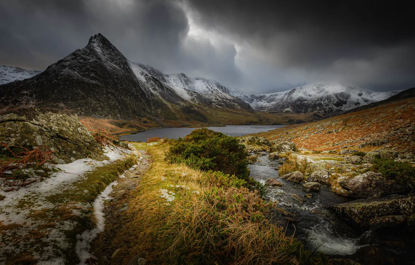 Photo wallpaper clouds, landscape, mountains