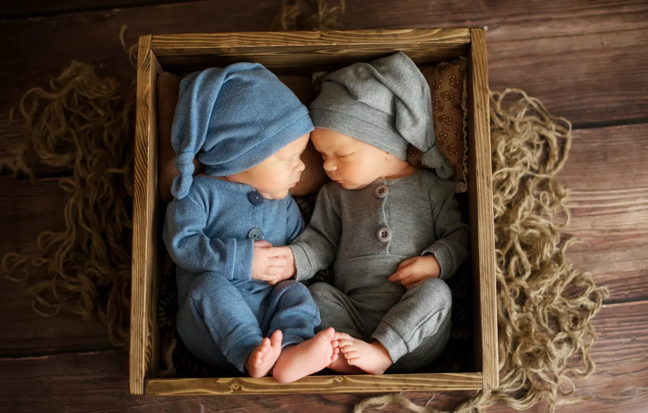 Photo wallpaper children, Board, sleep, rope, box, baby, gnomes, Natalia Mikhailova