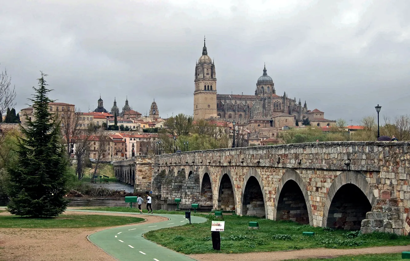 Photo wallpaper bridge, Cathedral, Spain, Salamanca