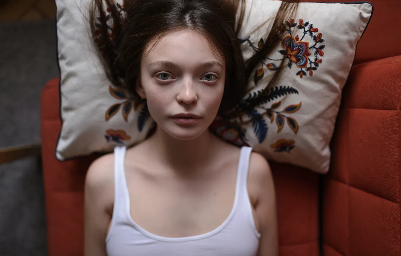 Photo wallpaper pillow, freckles, Aleks Five, Lyudmila Tomilova