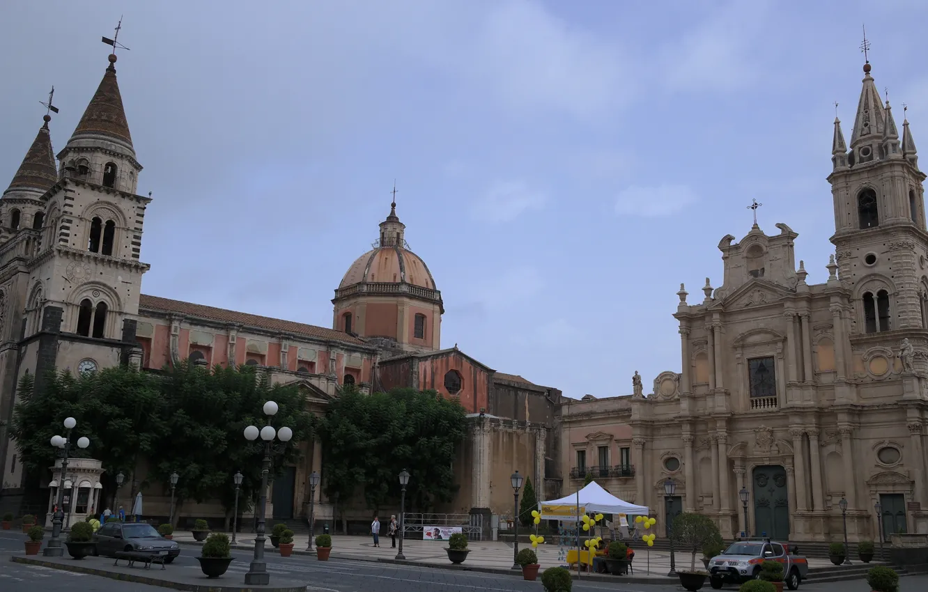 Photo wallpaper area, Italy, Church, Cathedral, Acireale