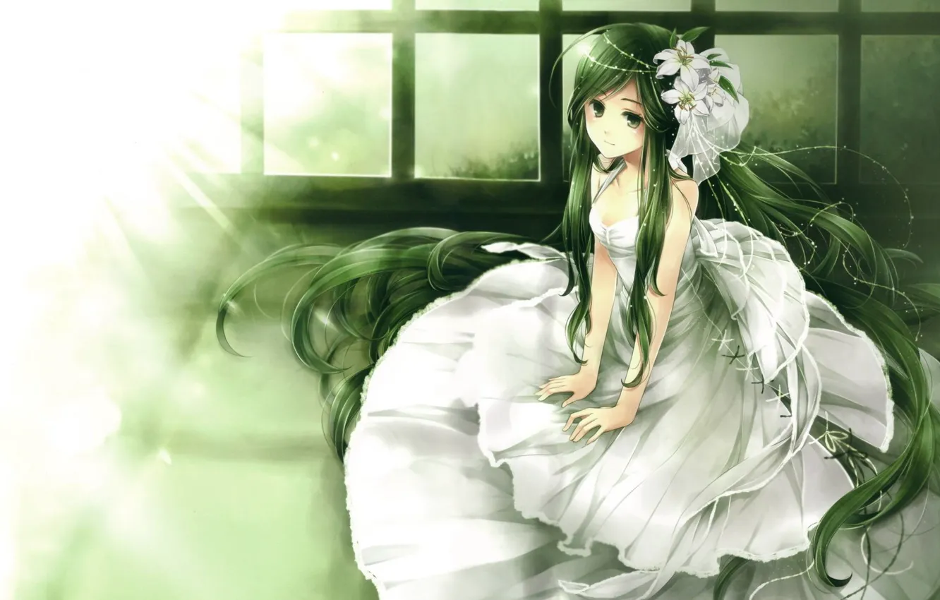 Photo wallpaper girl, anime, art, the bride