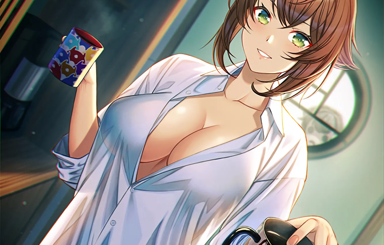 Wallpaper Girl Sexy Cleavage Brown Hair Boobs Anime Beautiful Short Hair For Mobile And 