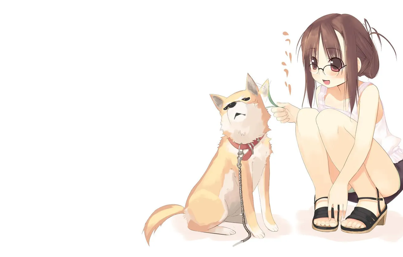 Photo wallpaper dog, anime, friendship, girl