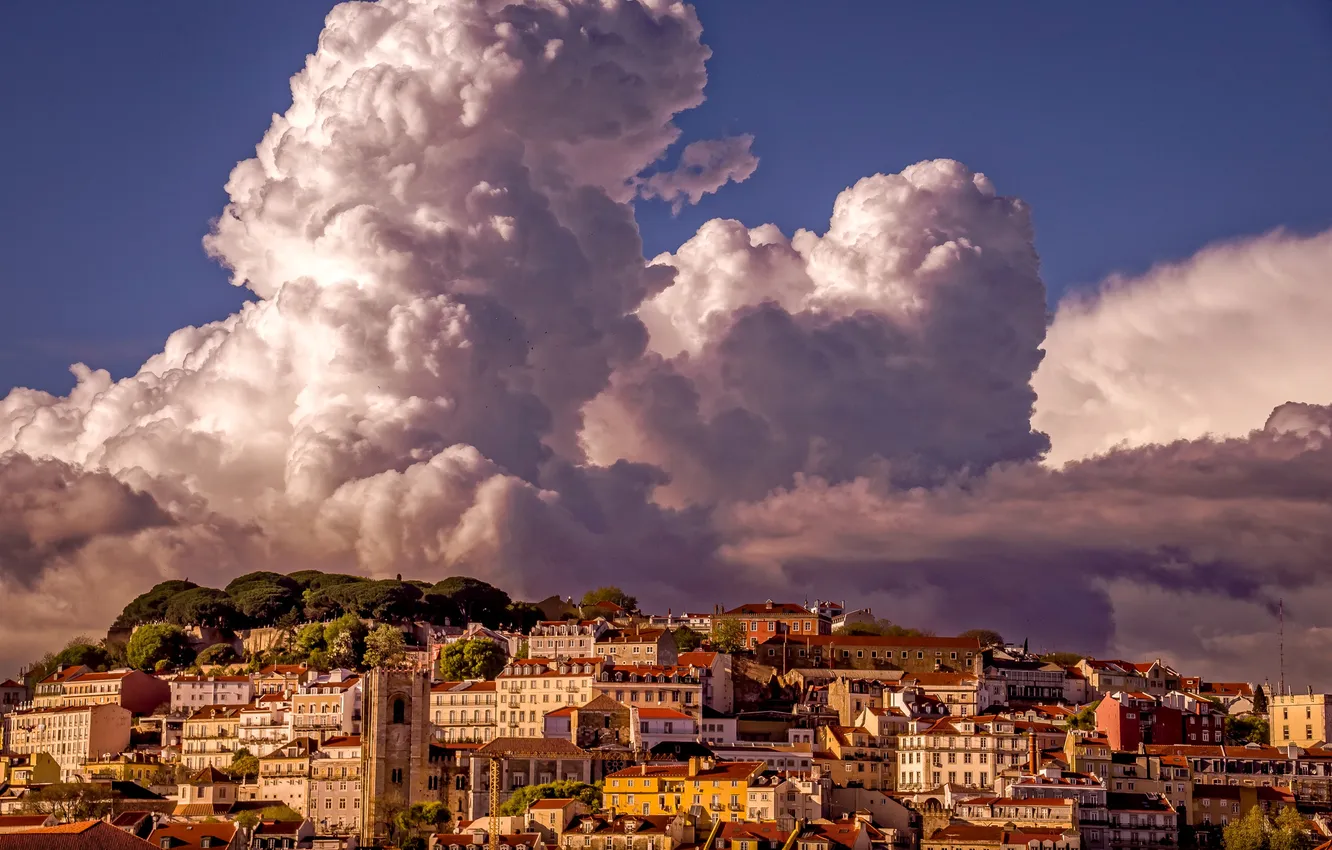 Photo wallpaper clouds, home, Portugal, Lisbon, Lisbon