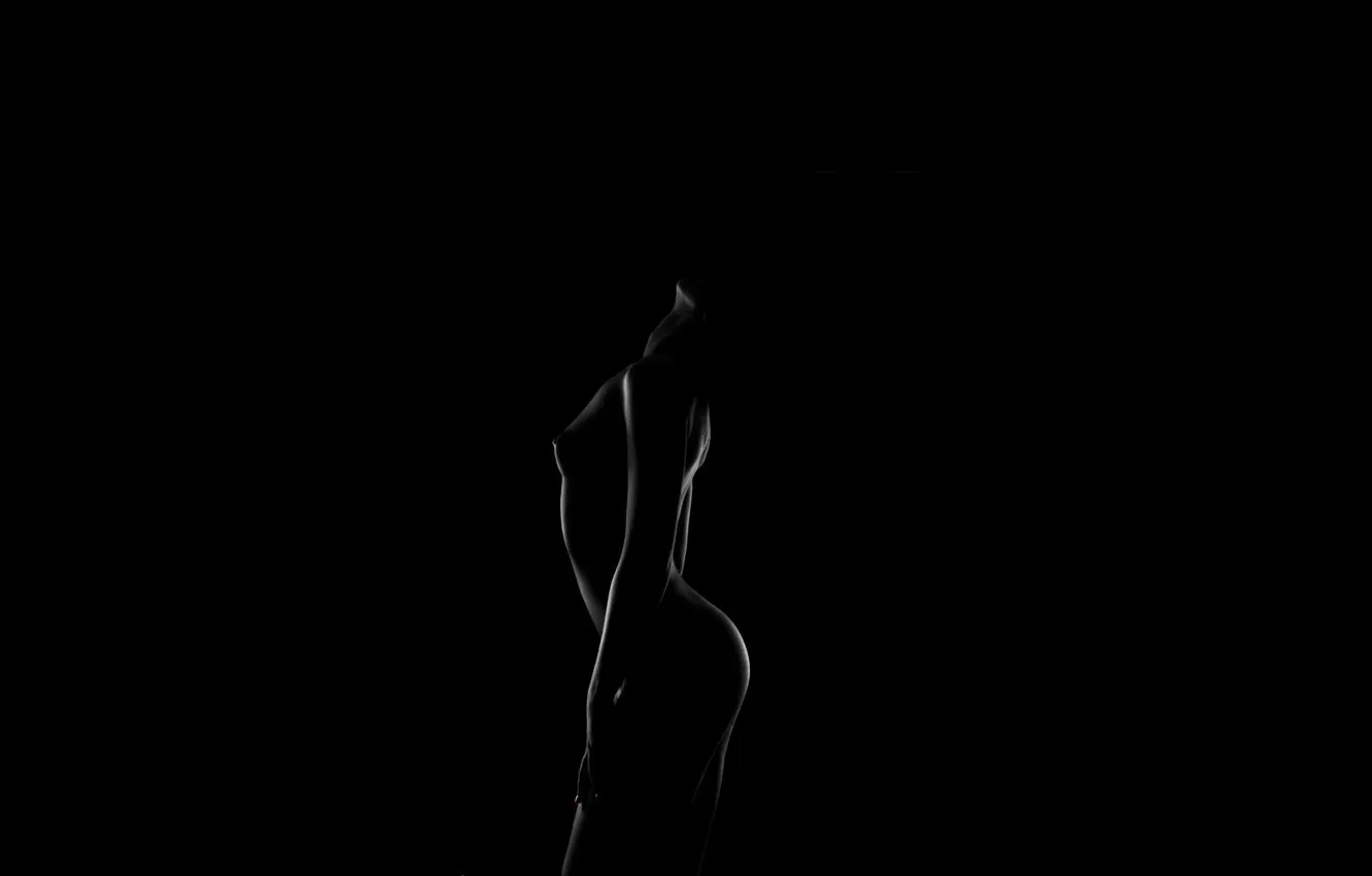 Photo wallpaper girl, dark, silhouette