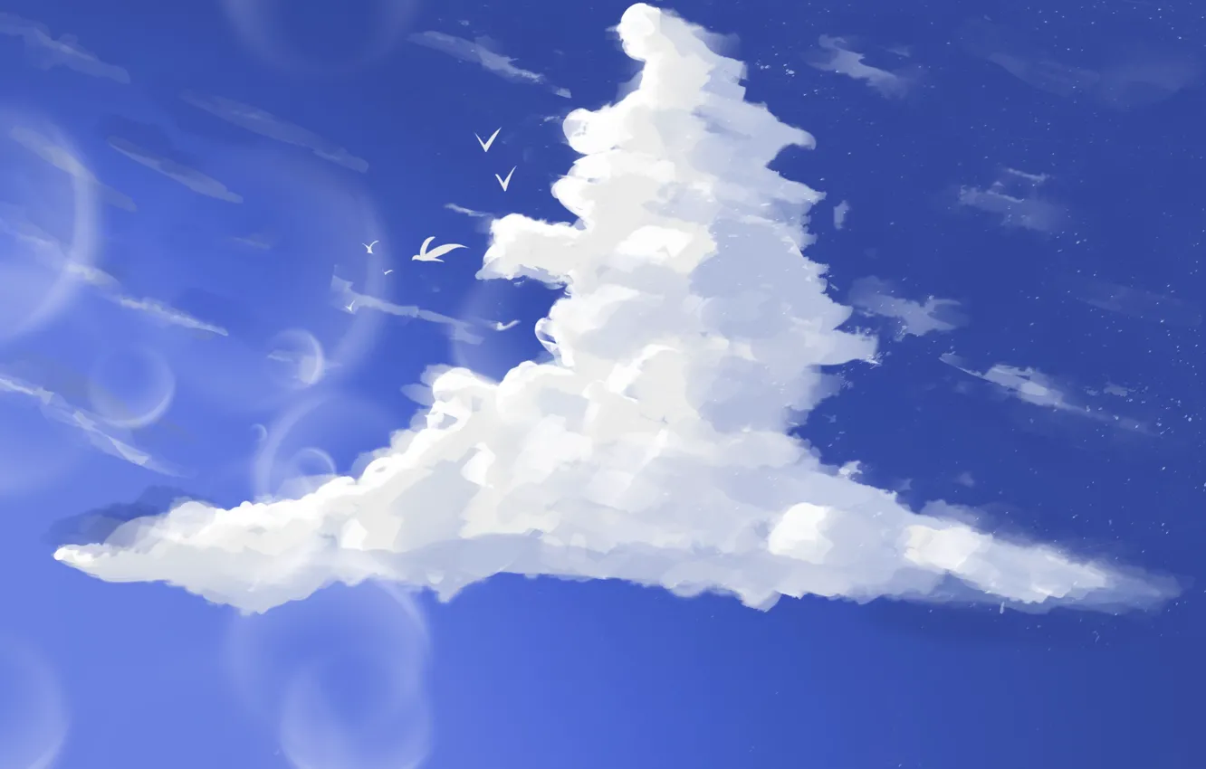 Photo wallpaper the sky, clouds, nature, bird, cloud, on the desktop, blue background, 2023