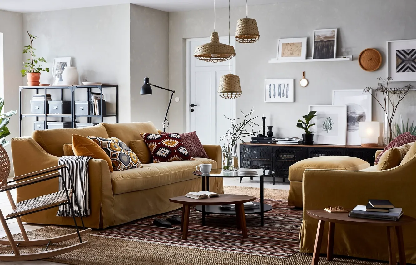 Photo wallpaper design, style, room, interior, living room, IKEA, IKEA idea decor, IKEA Decor