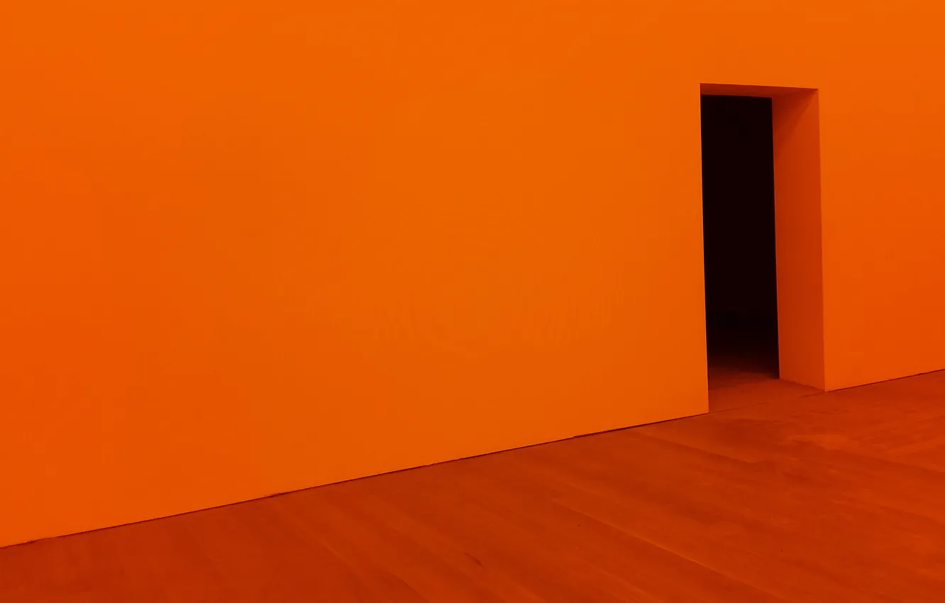 Photo wallpaper Orange, Wall, Wallpaper, Doorway