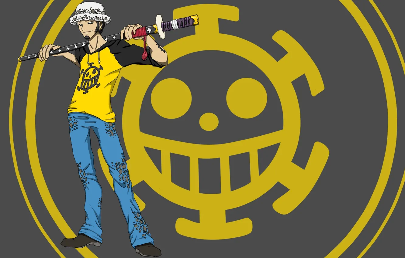Photo wallpaper sword, logo, game, One Piece, pirate, smile, anime, katana