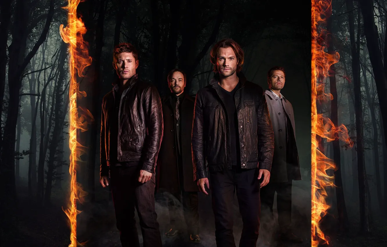 Photo wallpaper fire, flame, forest, devil, Supernatural, Jensen Ackles, man, limbo