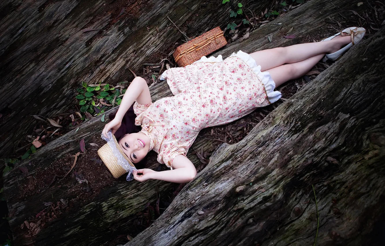 Photo wallpaper girl, hat, Asian