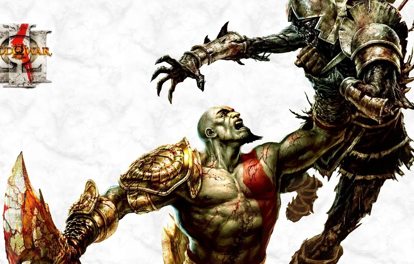 Photo wallpaper hate, sword, Hero, soldier, monster, Kratos, God of War, tatoo