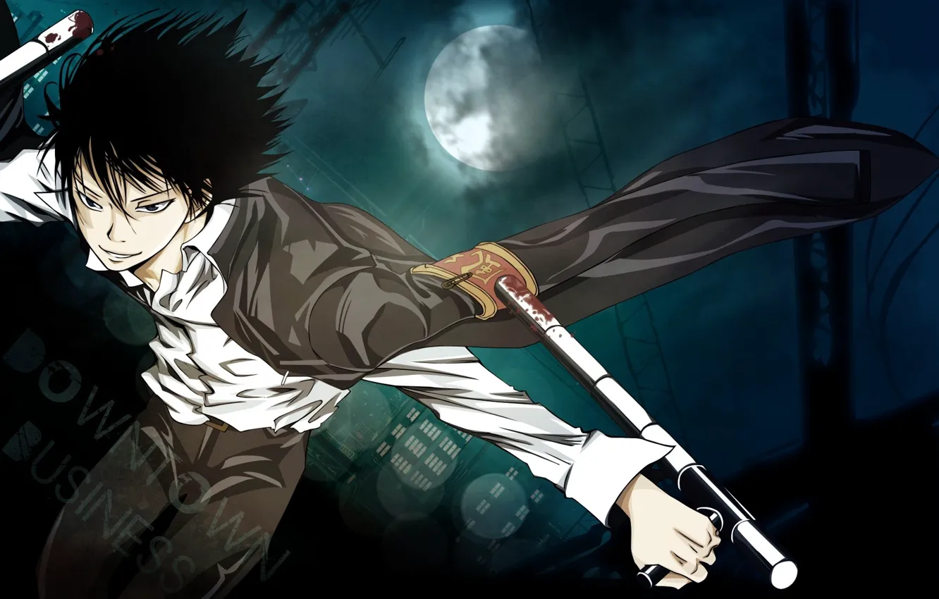 Photo wallpaper night, blood, stick, the full moon, obsessed, Reborn, hell of a grin, Katekyo Hitman reborn