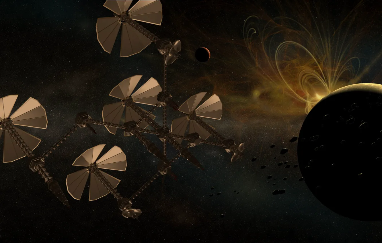 Photo wallpaper space, planet, satellite