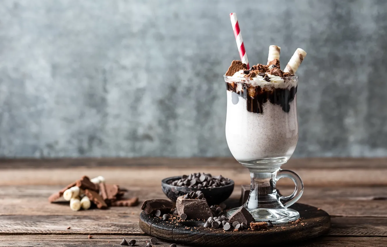 Photo wallpaper chocolate, milk, cookies, cocktail, milk, Evgeny Karandaev