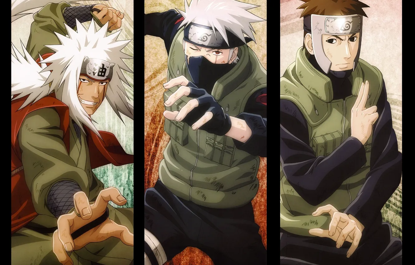 Photo wallpaper look, hands, Naruto, gesture, grin, vest, ninja, sharingan