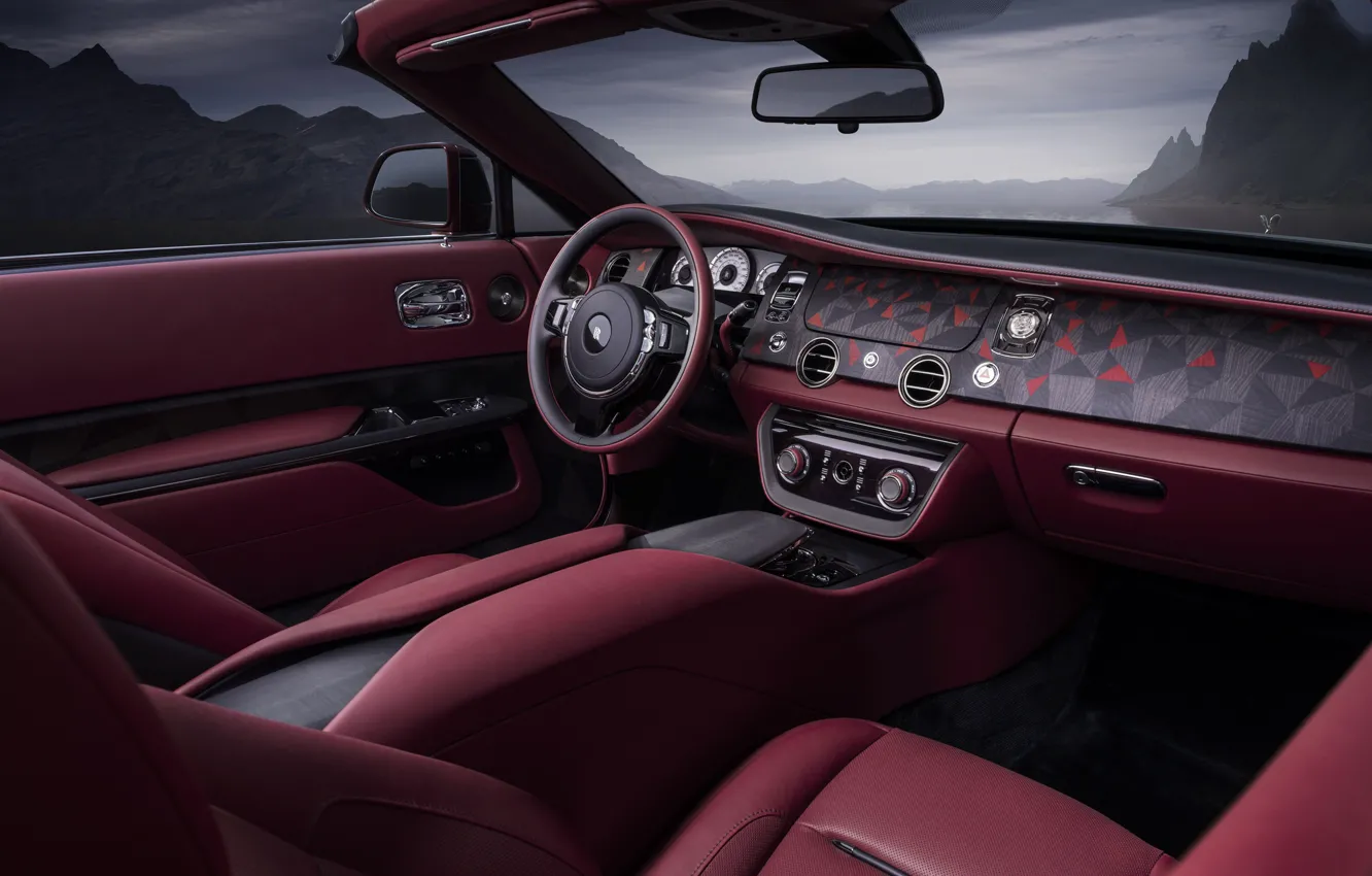 Photo wallpaper Rolls-Royce, steering wheel, dashboard, torpedo, Rolls-Royce La Rose Noire Droptail