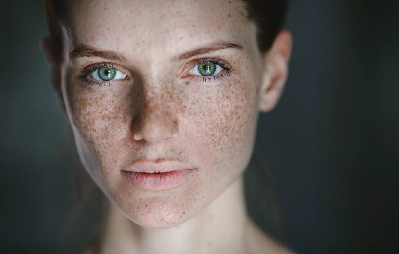 Photo wallpaper portrait, freckles, Vika, Victoria, Enlarged By Such