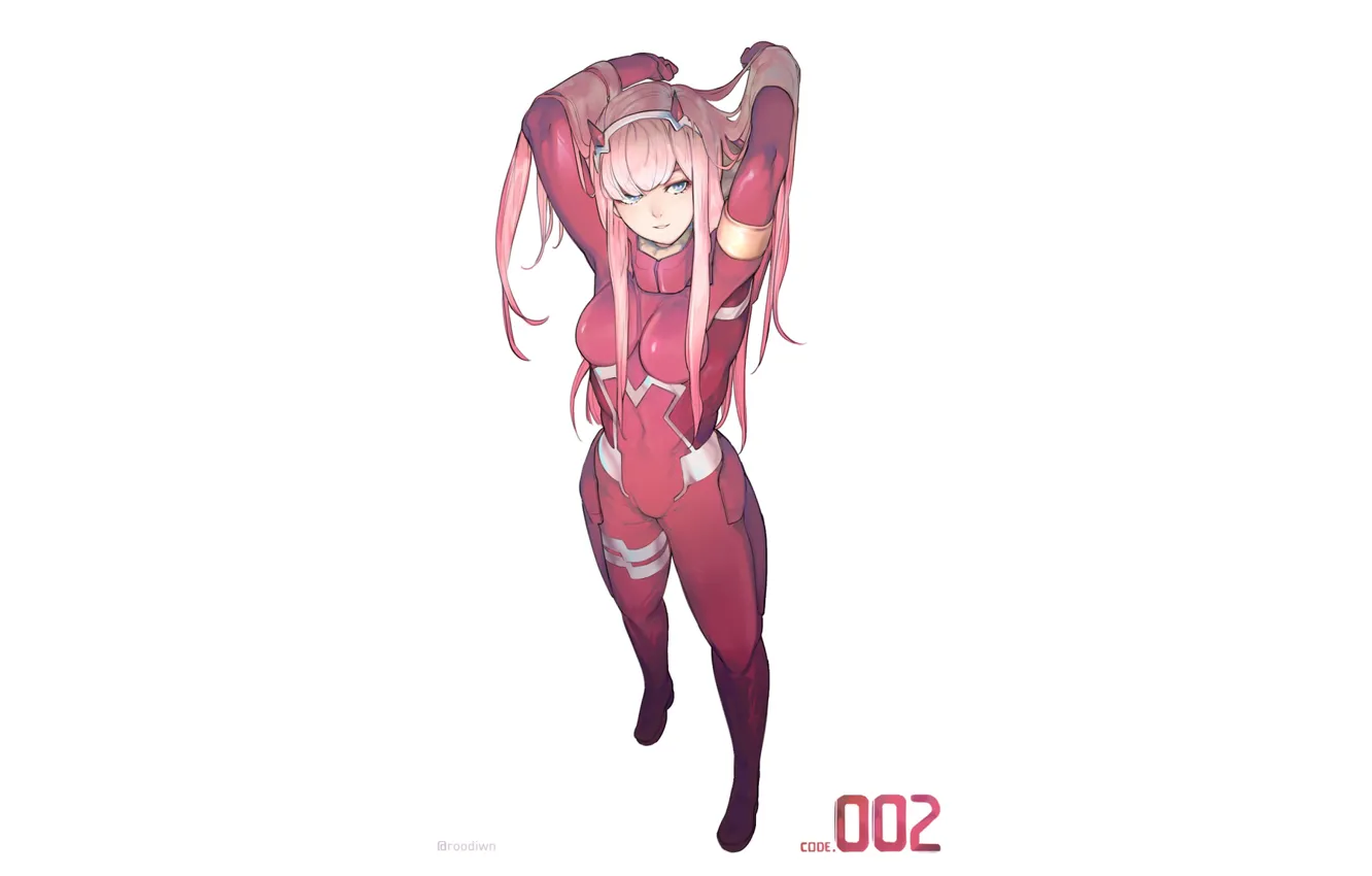 Photo wallpaper girl, pose, costume, 002, Darling In The Frankxx, Cute in France, Zero Two