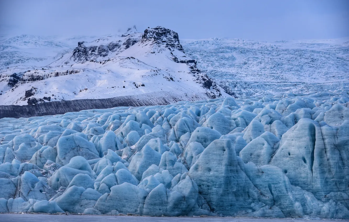 Photo wallpaper ice, winter, snow, mountains, nature, rocks, slope, glacier