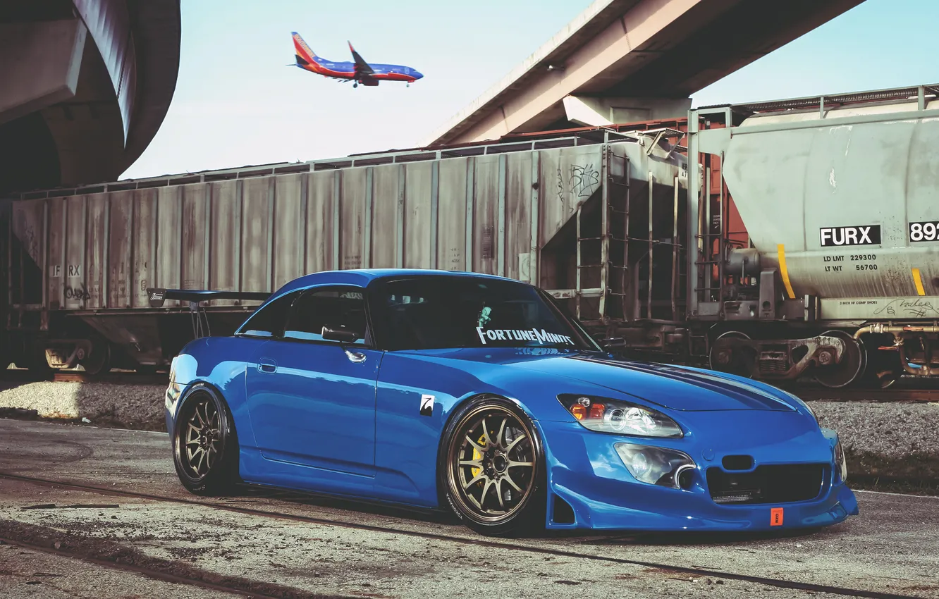 Photo wallpaper the plane, train, honda, Honda, train, plane, hardtop, s2000