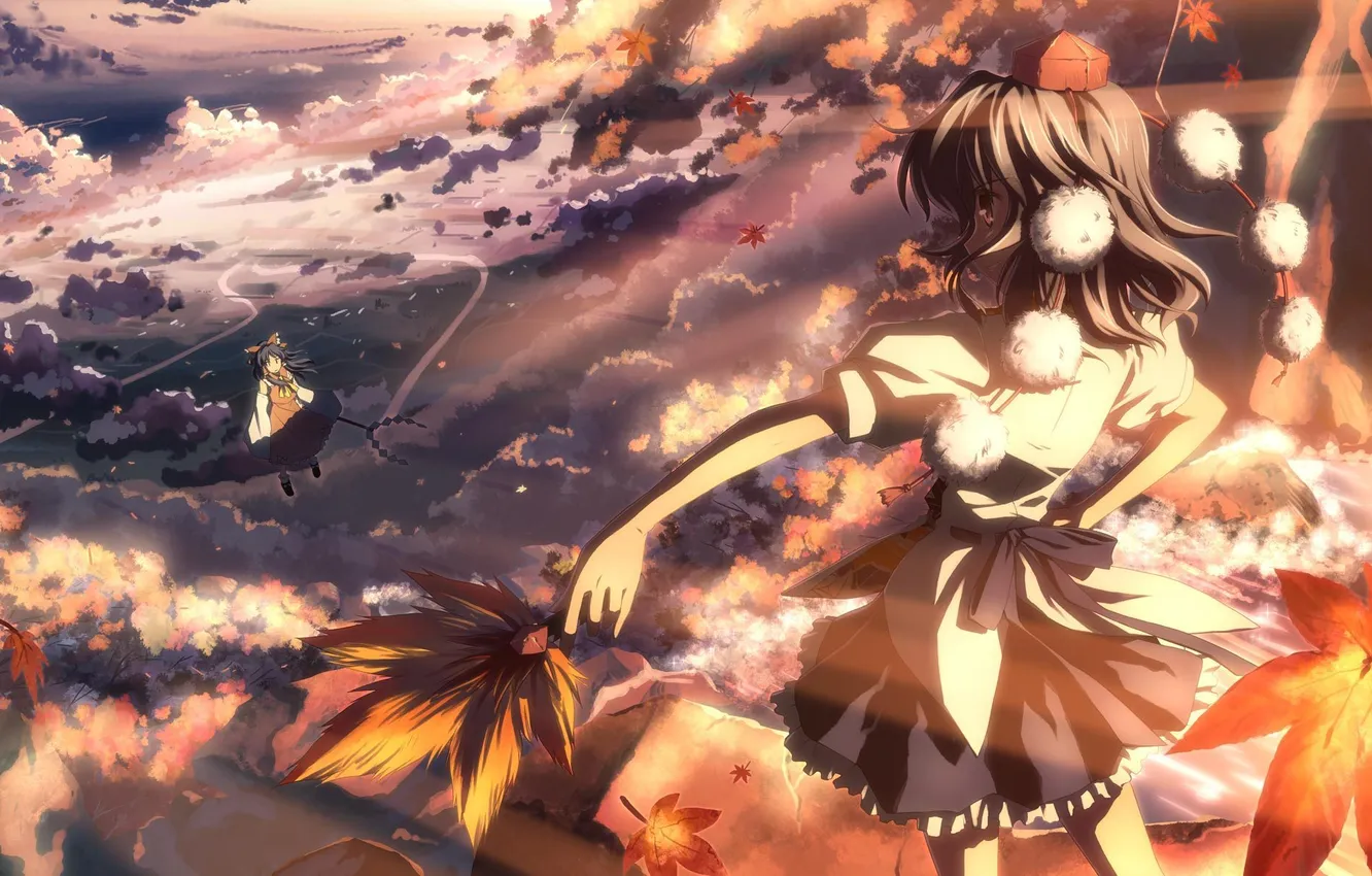 Photo wallpaper the sky, girl, clouds, anime, touhou