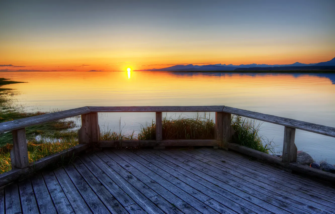 Photo wallpaper sea, the sun, landscape, nature, river