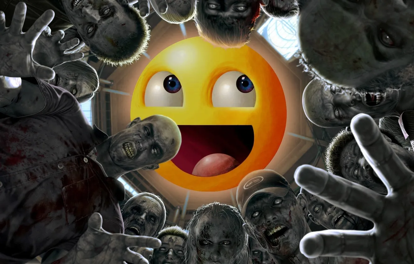 Photo wallpaper hands, smile, zombies