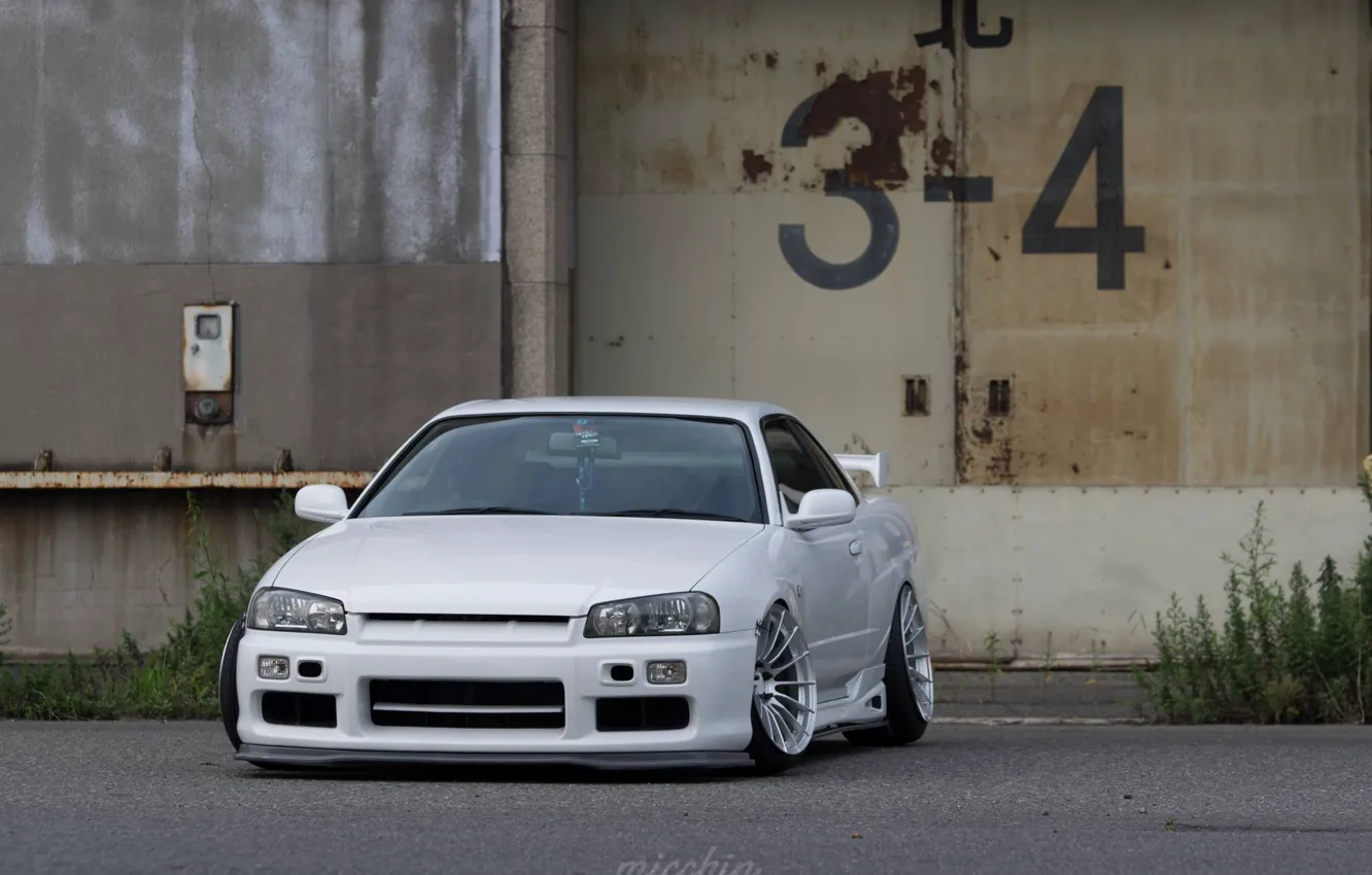 Photo wallpaper white, nissan, turbo, white, wheels, skyline, japan, Nissan