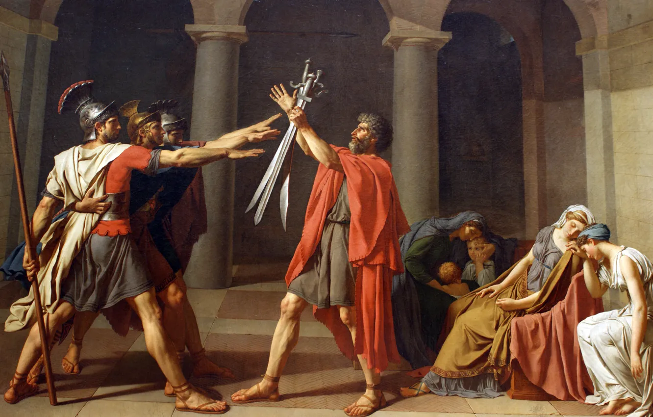 Photo wallpaper picture, swords, rome, Rome, painting, men, Neoclassicism, brothers