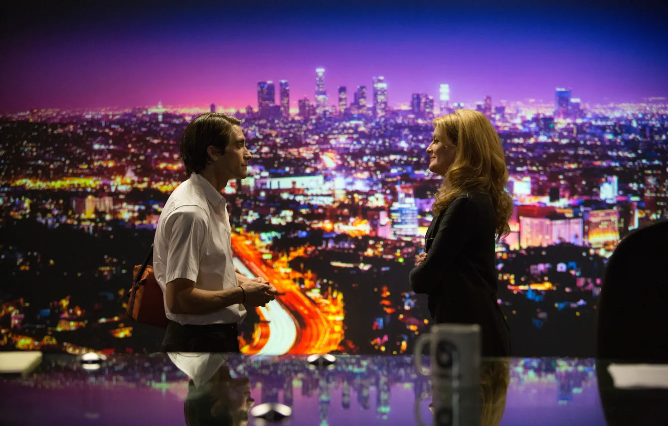 Photo wallpaper actress, actor, characters, Jake Gyllenhaal, Nightcrawler, Stringer, Louis Bloom, Nina Romina
