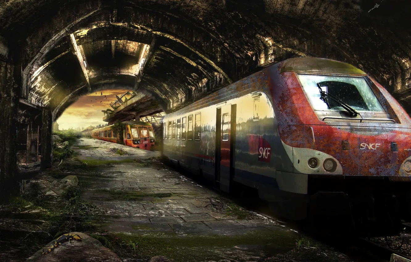 Photo wallpaper the wreckage, Apocalypse, The train explosion, ruined the train