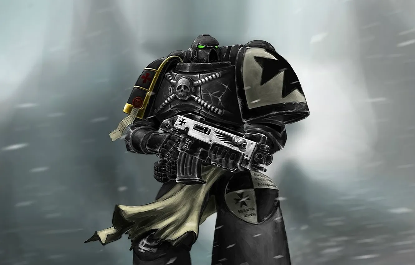 Photo wallpaper Black Templars, space marine, bolter, power armor, Warhammer 40 000, w40k