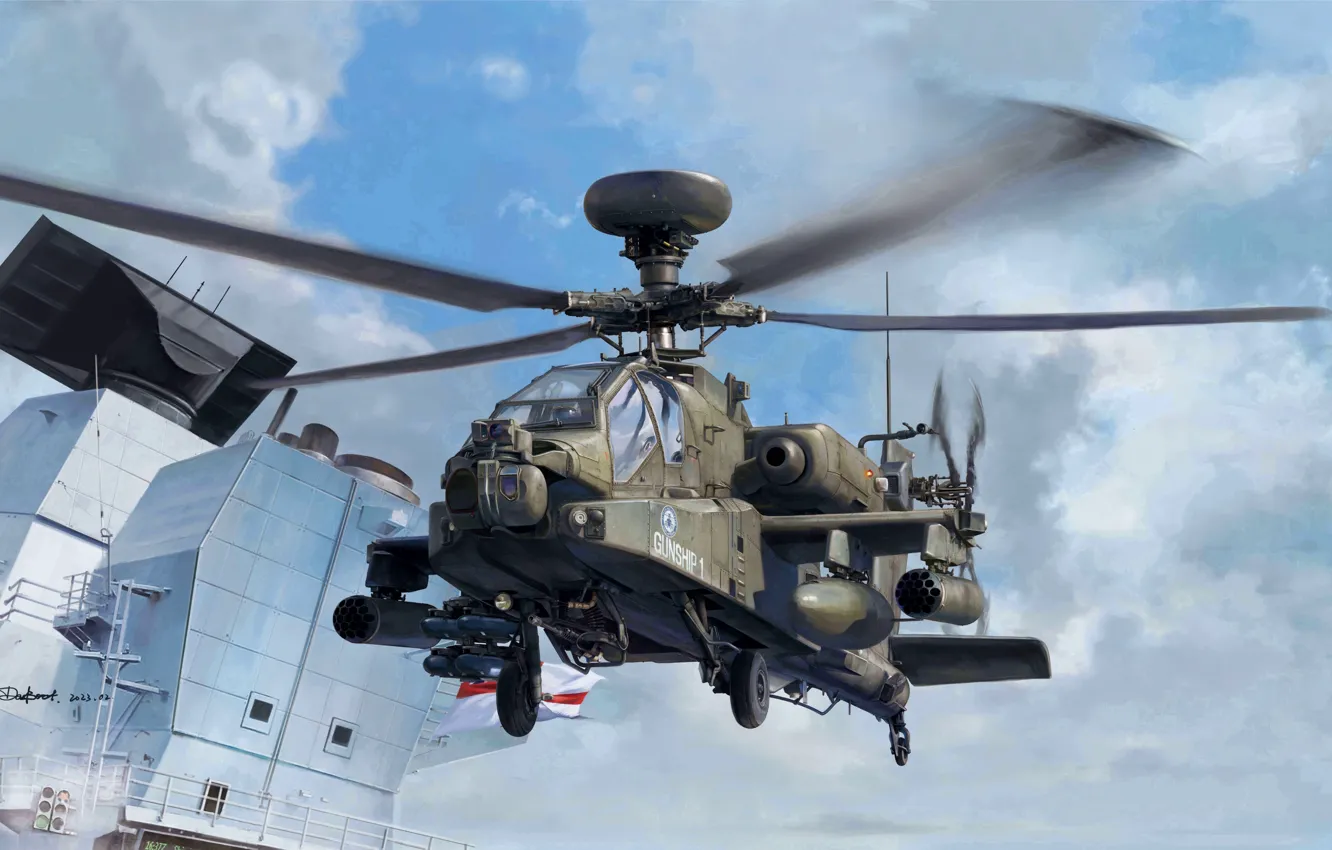 Photo wallpaper UK, USA, British Army, attack helicopter, Boeing AH-64 Apache, Ju Hesong, AH Mk.I Apache Attack …