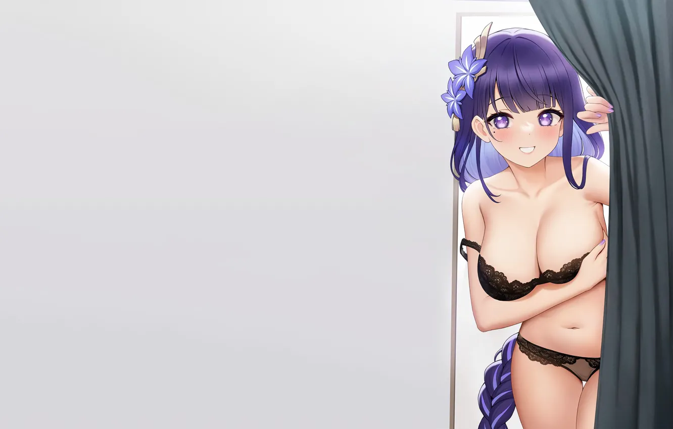 Photo wallpaper girl, sexy, lingerie, bra, cleavage, panties, long hair, boobs