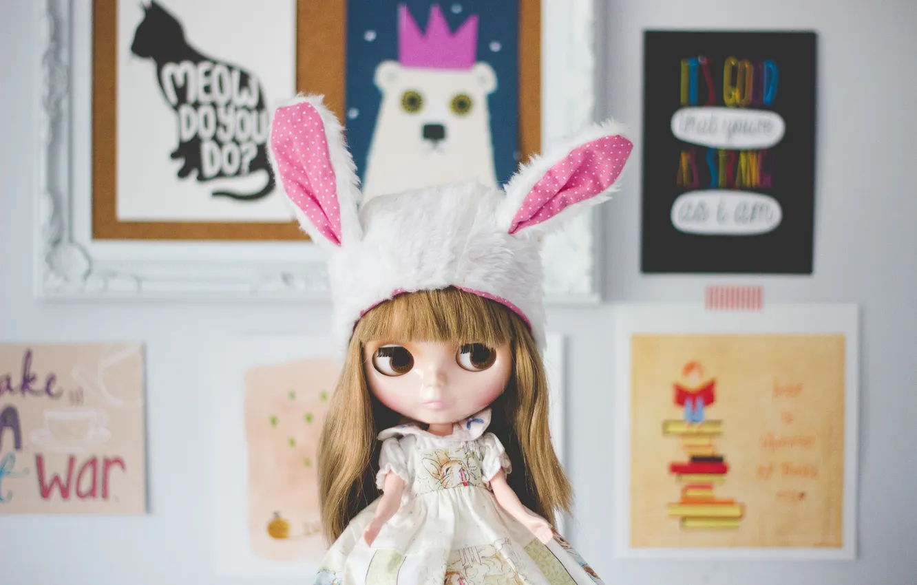 Photo wallpaper hat, doll, ears