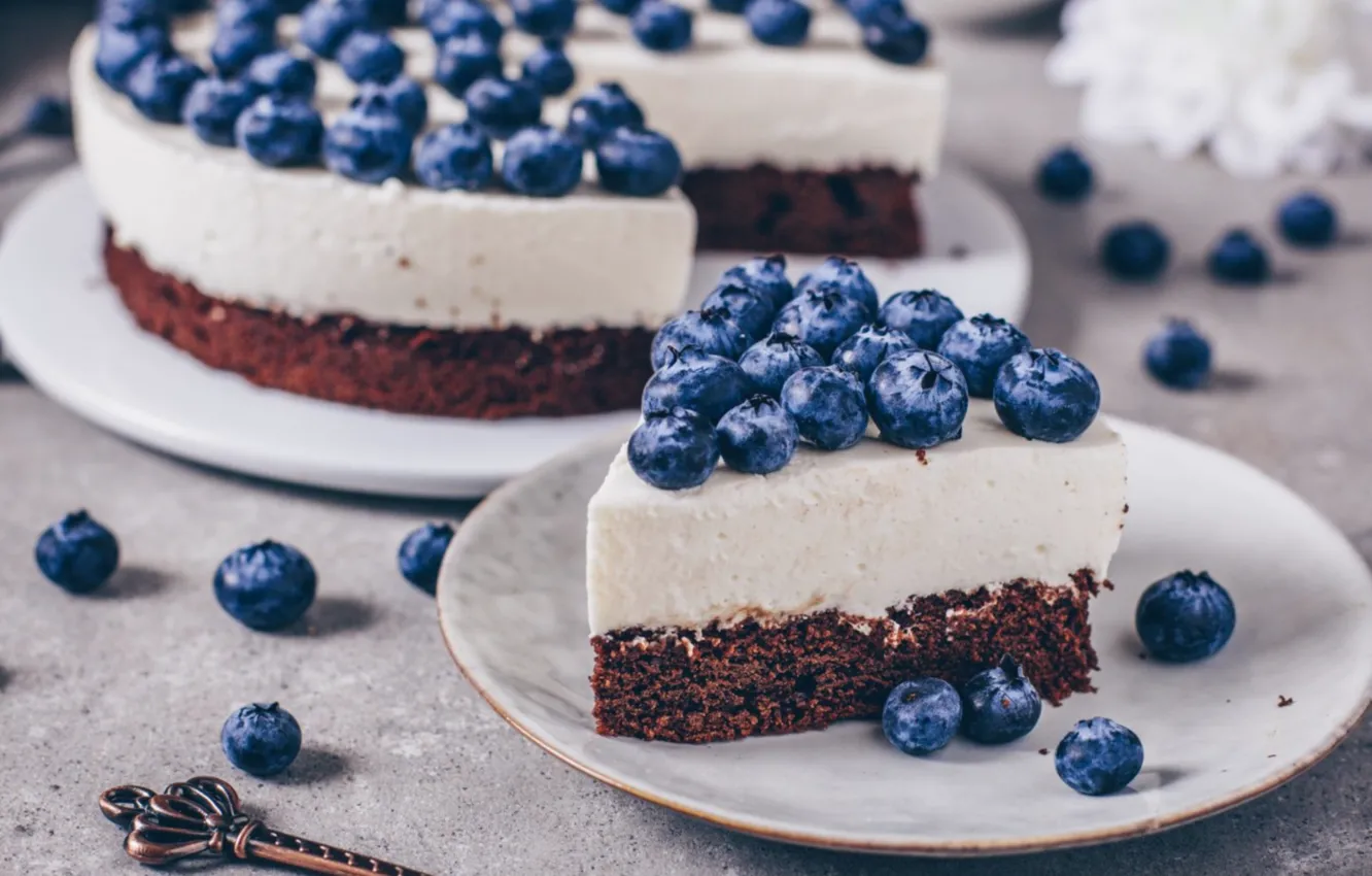 Photo wallpaper berries, blueberries, cheesecake