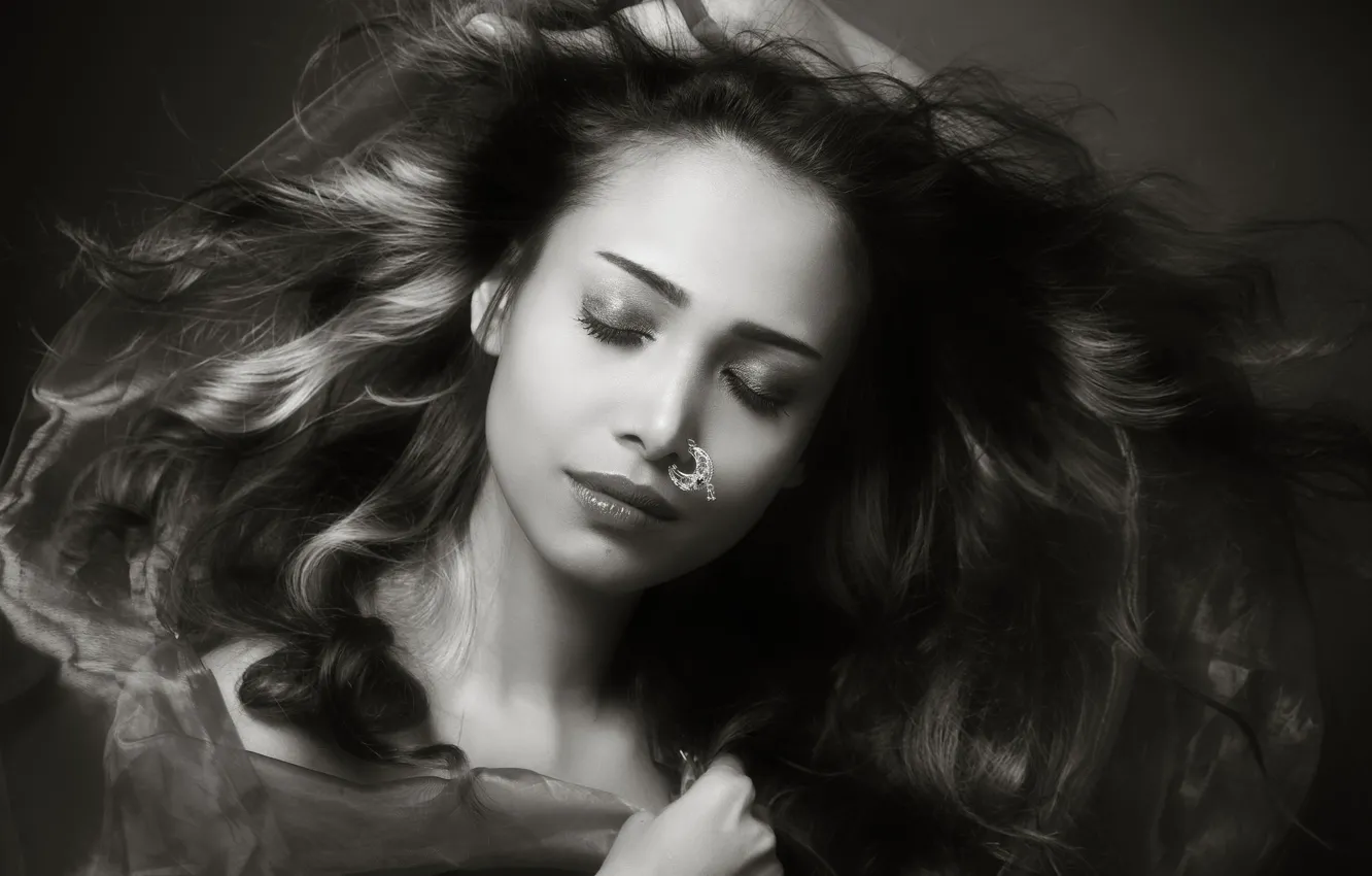 Photo wallpaper girl, decoration, face, hair, Indian