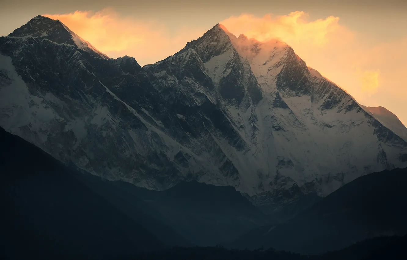 Photo wallpaper snow, mountains, the wind, Chomolungma, Everest, The Himalayas, Everest, Lhotse