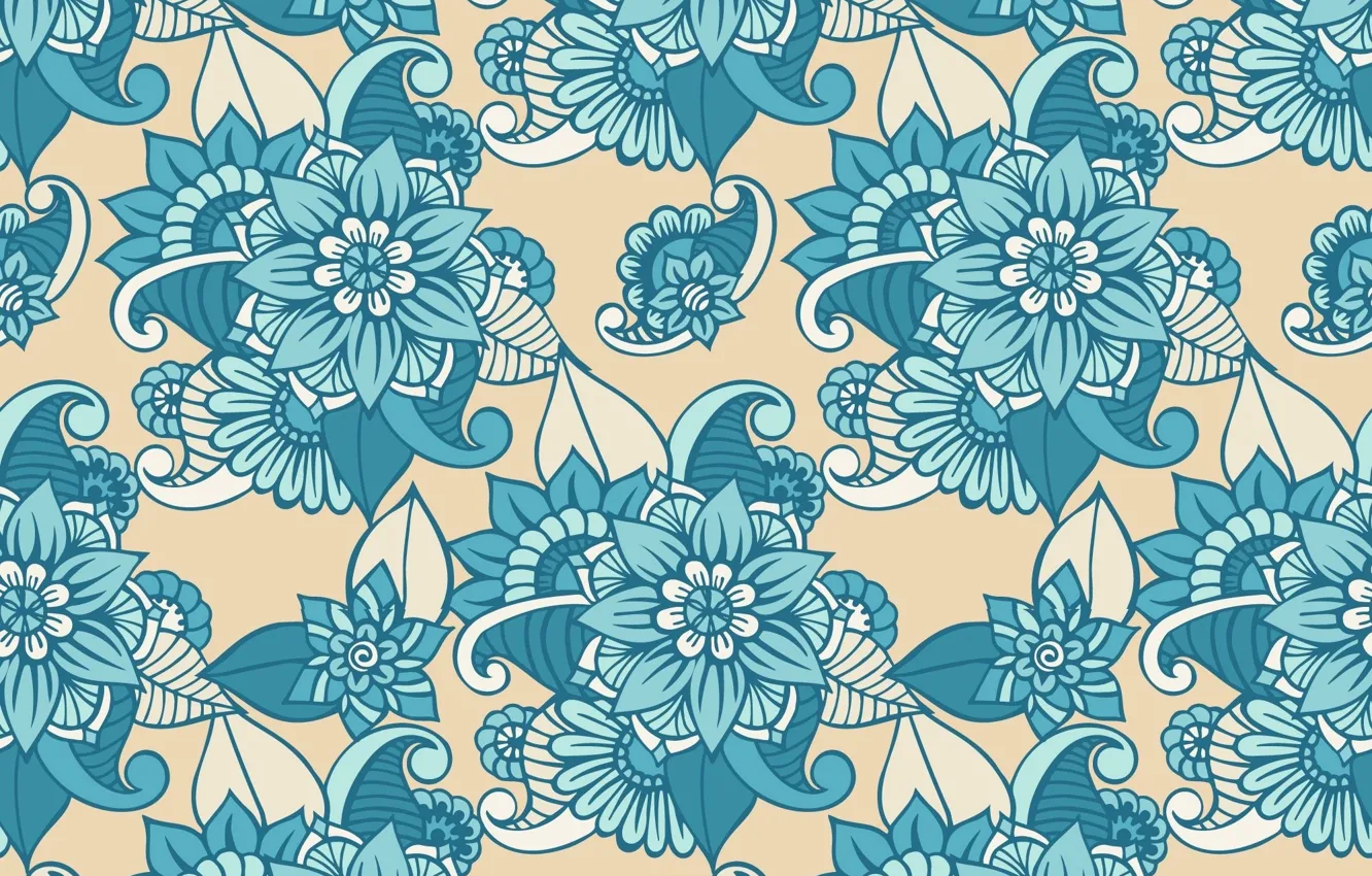 Photo wallpaper flowers, vector graphics, background, Blue flowers