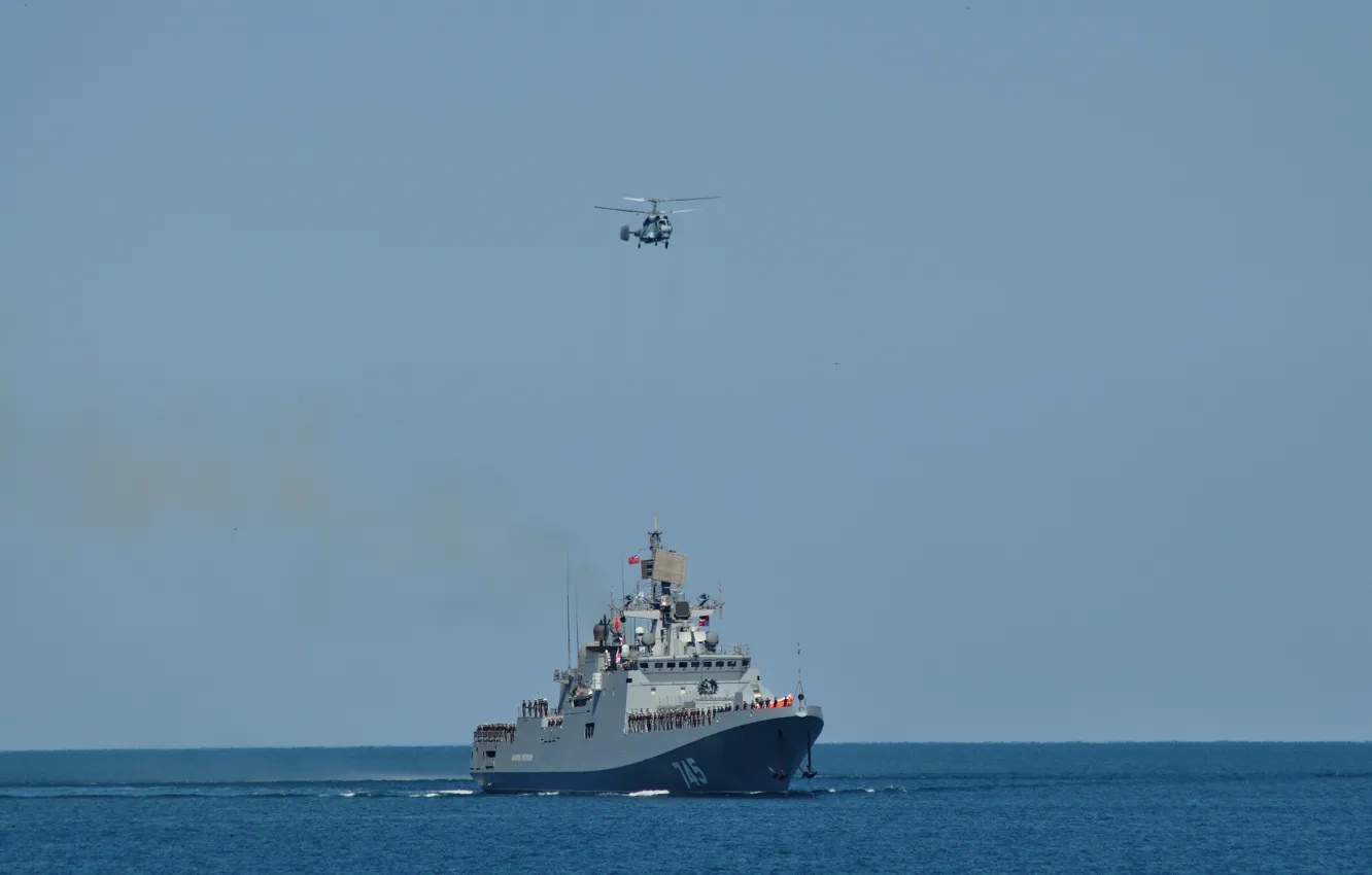 Photo wallpaper Navy, helicopter, frigate, The black sea, "Admiral Grigorovich"