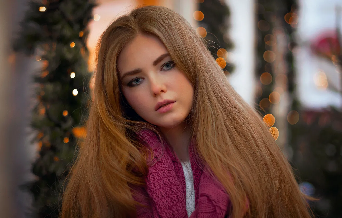 Photo wallpaper look, girl, background, model, portrait, makeup, hairstyle, beautiful