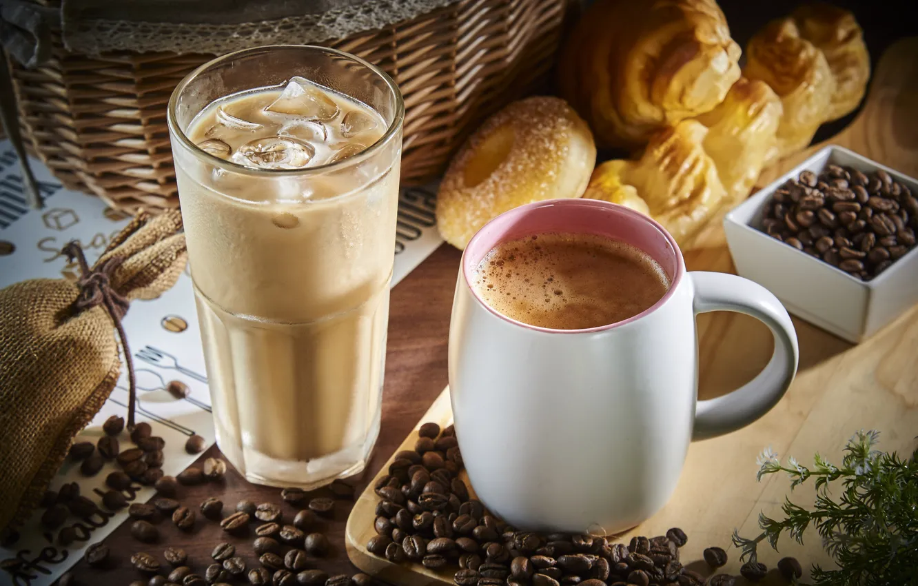 Photo wallpaper coffee, drink, cakes