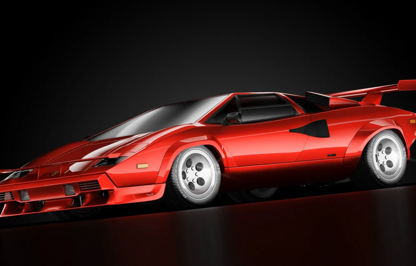 Photo wallpaper Red, Auto, Minimalism, Lamborghini, Machine, Art, Supercar, Countach